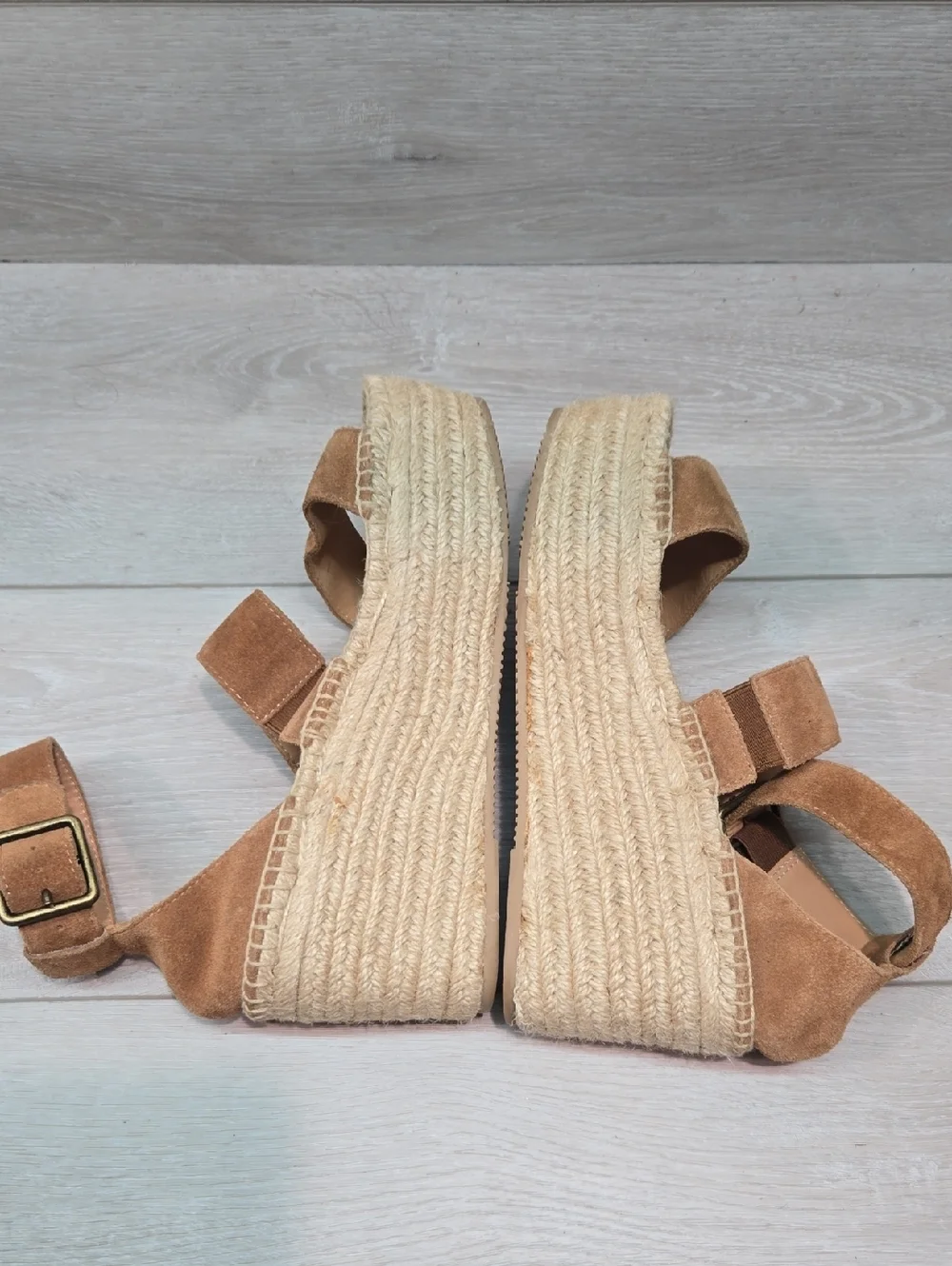 Soludos By Anthropologie Womens Suede Espadrille Platform Sandals Shoes Sz 7.5